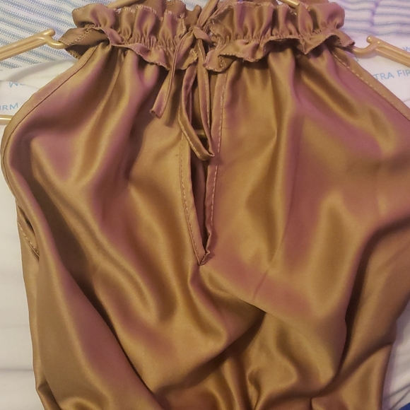 SOLD -Bronze pleated dress - Picture 2 of 4